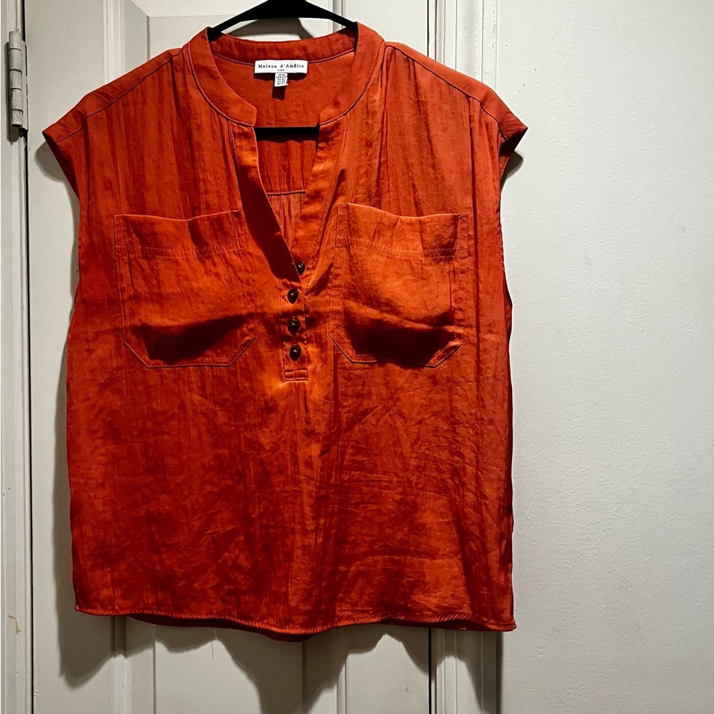 Maison d’Amelie Paris orange sleeveless blouse